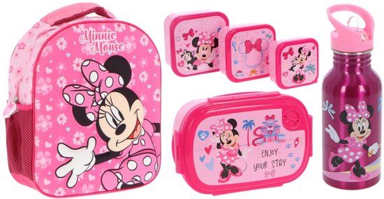 4KidsOnly Minnie Mouse schoolset; rugzak en lunchset 5-delig