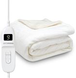 Seranova Elektrische Deken XXL - 180x160 cm - 2 Persoons Bovendeken - Warmtedeken - Dubbelzijdig Fleece Sherpa - Off White
