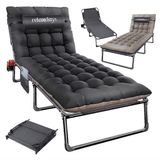 Merkloos Ligbed met kussen - 190 cm - voor buiten - grijs