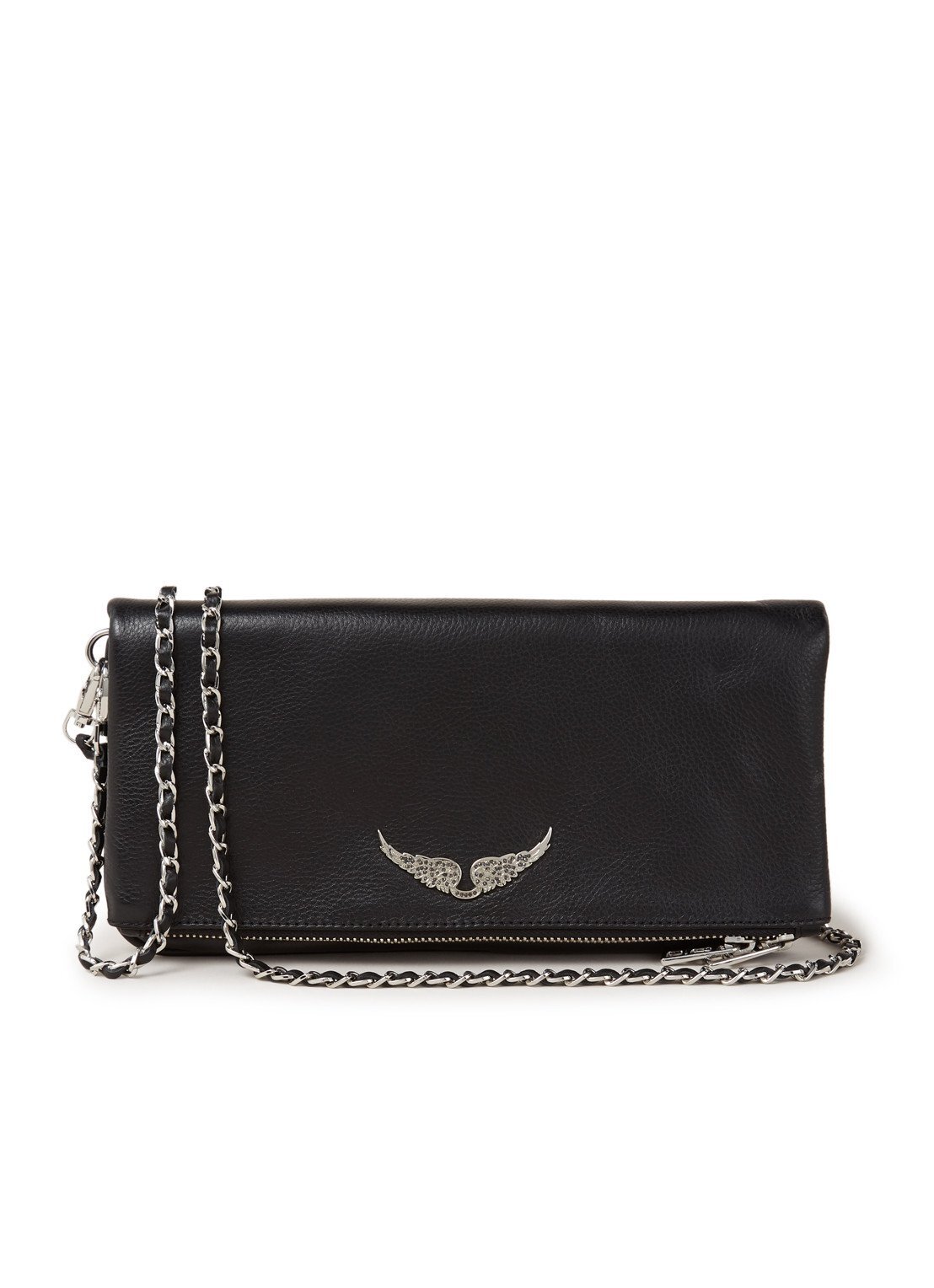 Zadig & Voltaire Rocky clutch van leer met afneembare schouderriem