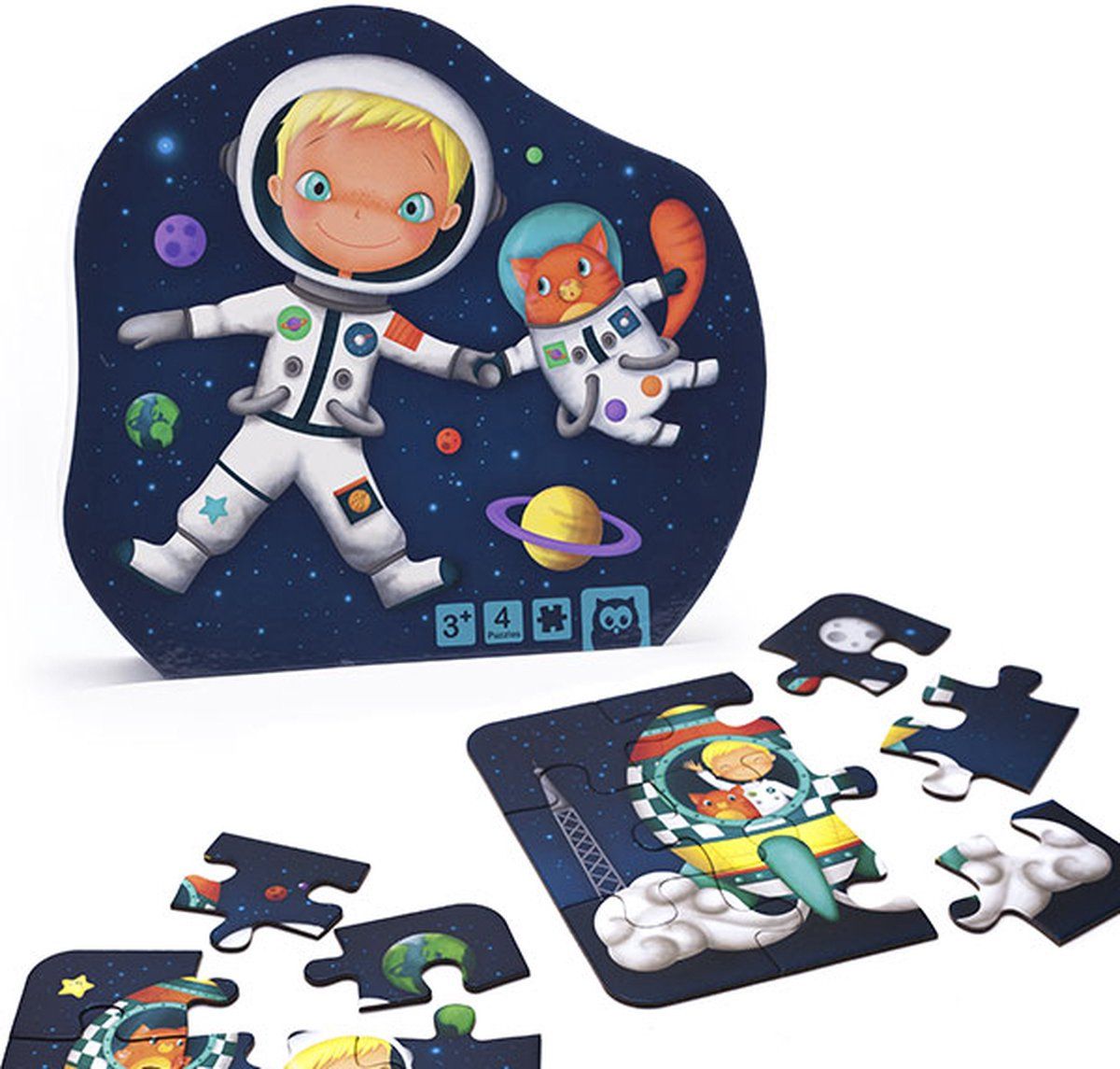 Eurekakids Puzzel 4 in 1 Astronaut - Blauw