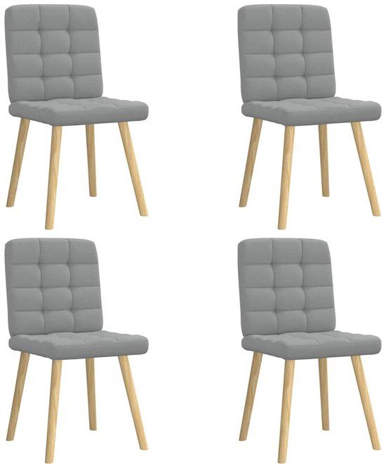 vidaXL Eetkamerstoelen 4 stuks stof lichtgrijs