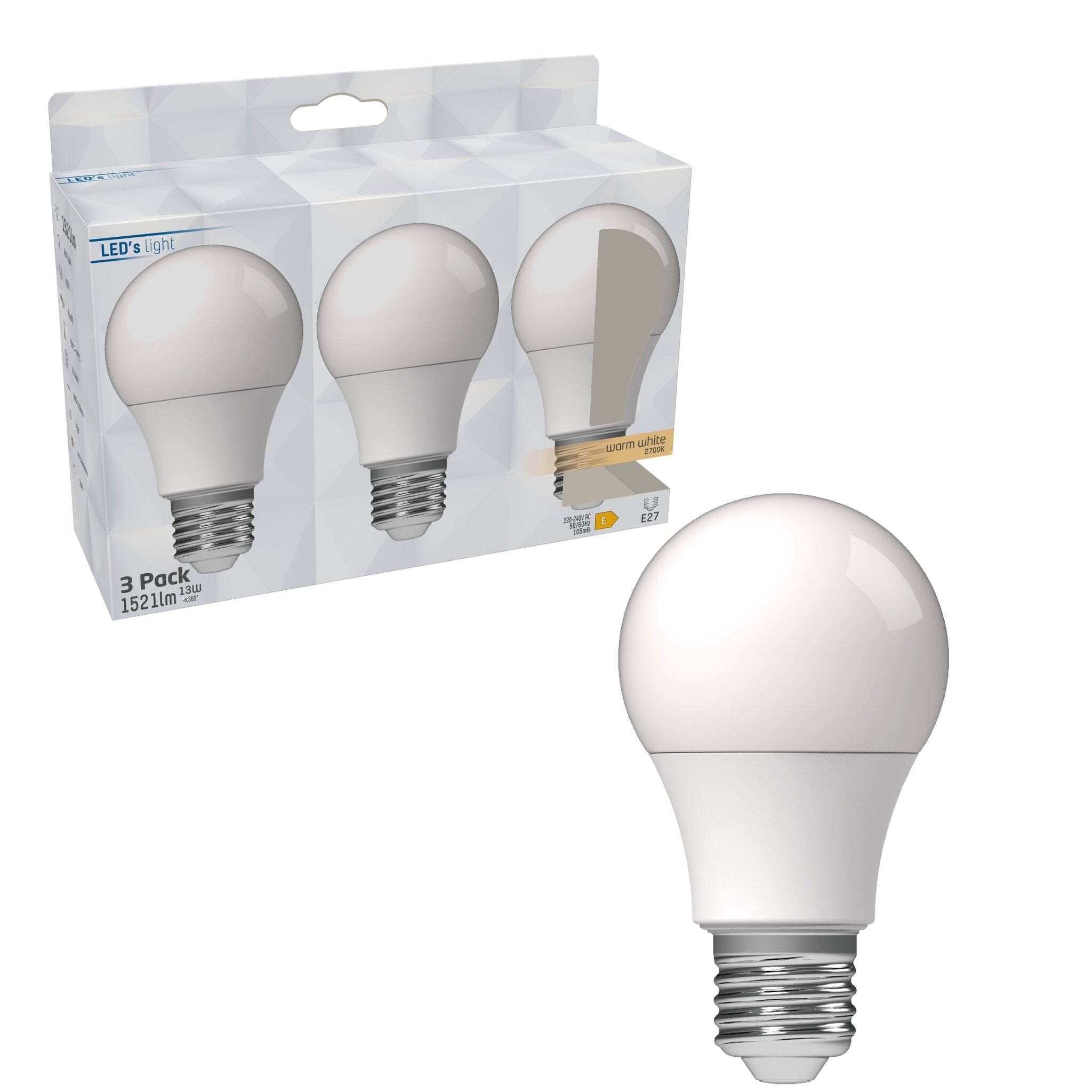 LED.nl LED Lampen E27 - 1521 lm - Warm wit licht - 3 lampen