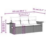 vidaXL 3-delige Loungeset met kussens, polyrattan, grijs