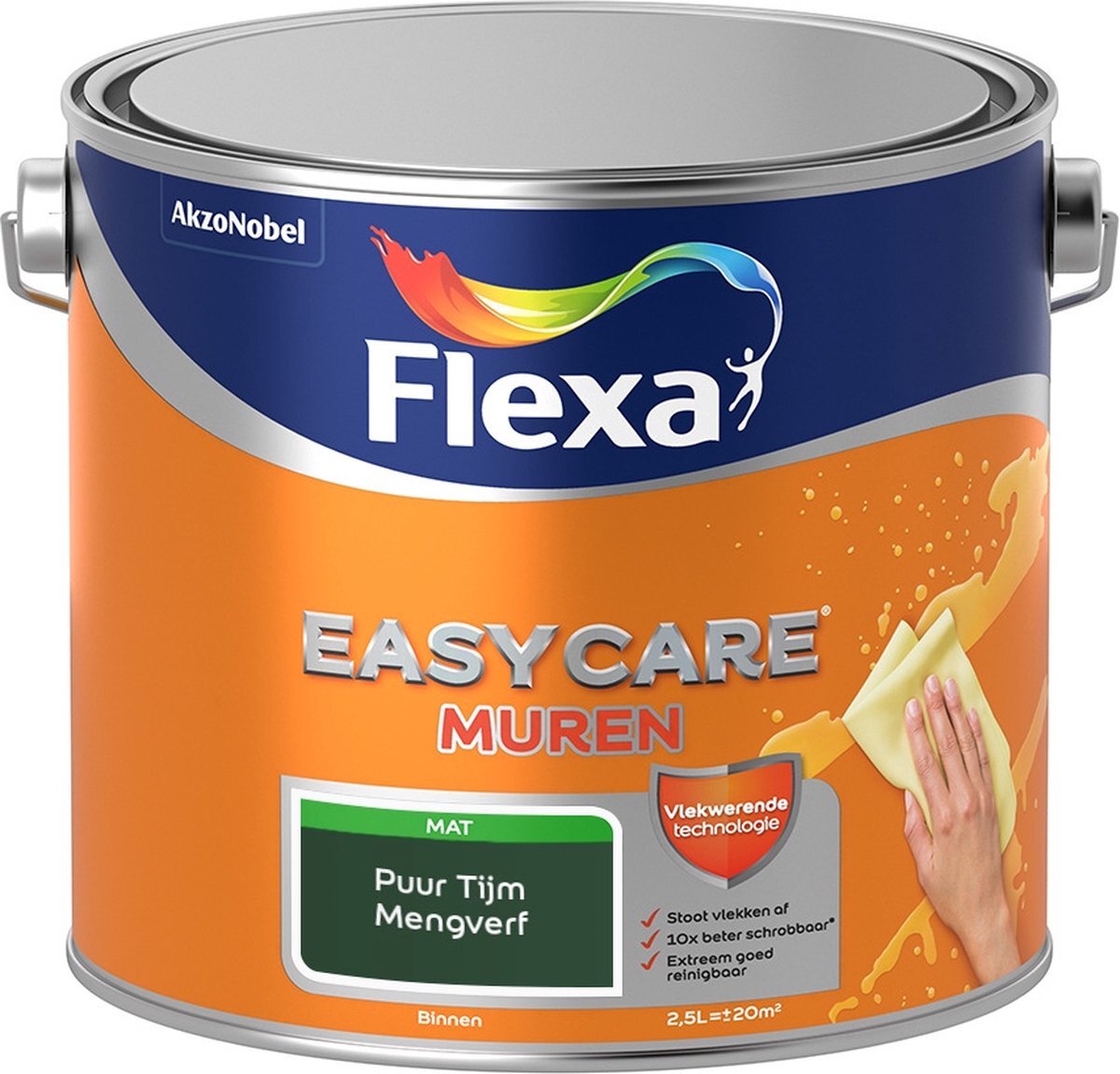 FLEXA Easycare Muurverf - Mat - Mengkleur - Puur Tijm - 2,5 liter