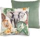 HIP Coussin 48x48 cm - Safari Animaux et Fleurs Imprimé - Vert - Polyvelours - Certifié Oeko-Tex