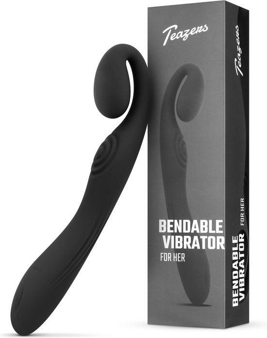 Teazers Flexibele Vibrator - Zwart - Oplaadbaar - 8 standen - USB