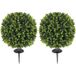 Lot de 2 plantes artificielles, boules de buis artificiel avec piquet, pour une utilisation intérieure et extérieure, résistantes aux UV, vertes