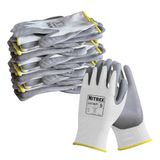 Nitrex 241WP Werkhandschoenen, ongevallenbescherming, PU-gecoate handpalm, snijbestendig, ISO niveau B, antislip handgreep, Sanitized Actifresh-technologie, wit/grijs, maat 6
