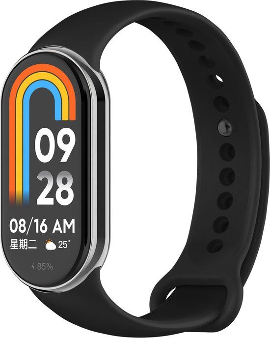 iMoshion Siliconen Bandje voor Xiaomi Mi Band 8 - Zwart