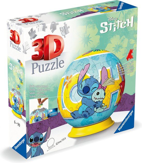 Ravensburger 3D Puzzle-Ball Disney Stitch - 72 Stukjes