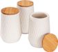 Wenko Voorraadpot Diamond, set van 3, keramiek/bamboe, wit/bruin