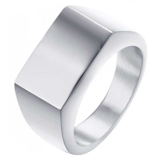 Mendes Jewelry Edelstaal zegelring Zilverkleurig - 21.5mm
