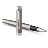 PARKER IM Rollerball Pen | roestvrij staal met chromen rand | fijne punt met zwarte inktvulling | geschenkdoos