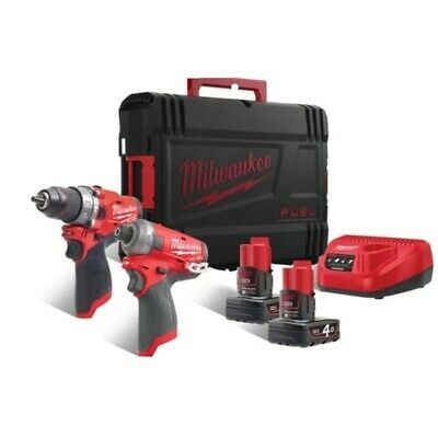 Milwaukee M12 FPP2AQ-402X Powerpack M12FPD Slagboormachine + M12FQID Hydraulische Slagschroevendraaier 12V 4.0Ah 4933464975