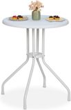 Merkloos Relaxdays Tuintafel, HxØ: 73 x 60 cm, rotanlook, kunststof & staal, witte balkontafel