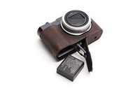 TP Original Handgemaakte Echt Lederen Half Camera Hoesje voor Leica C-LUX - Donkerbruin
