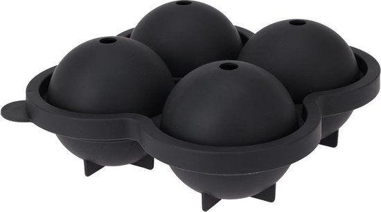 Home & Styling Ijsbalmaker voor 4 ijsballen - Siliconevorm - Zwart