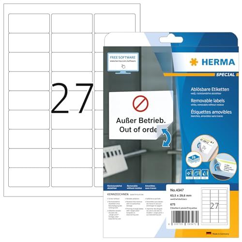 Herma 4347 etiketten (A4 Movables/verwijderbaar papier mat, 63,5 x 29,6 mm)