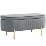 HOMCOM Opbergbank, bedpunt, 72 l, van fluweel, 108 x 44 x 43,5 cm, grijs