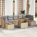 vidaXL 8-delige tuinmeubelset met kussens, beige, polyrotan acacia, modulaire tuinmeubels, bankstoel, tafel en tafel in modern design, geschikt voor 7