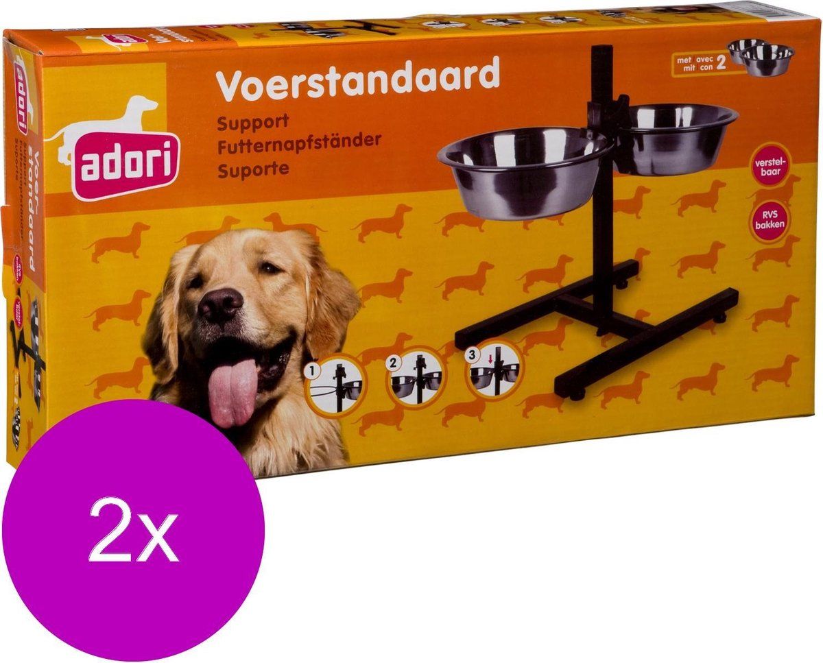 Adori H Standaard Inclusief 2 Bakken - Hondenvoerbak - 2 x 28 cm