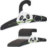 Merkloos Relaxdays Kinderkledinghangers - Set van 20 - Panda - Dun - Karton - Zwart