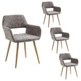 MEUBLE COSY 4 stuks eetkamerstoel, gestoffeerde stoel, kunstleer, poten van metaal, kunstleer, voor keuken, woonkamer, slaapkamer, kantoor, grijs, 56 x 56 x 78 cm