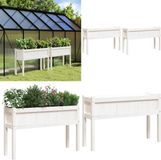vidaXL Plantenbakken met poten 2 st massief grenenhout wit