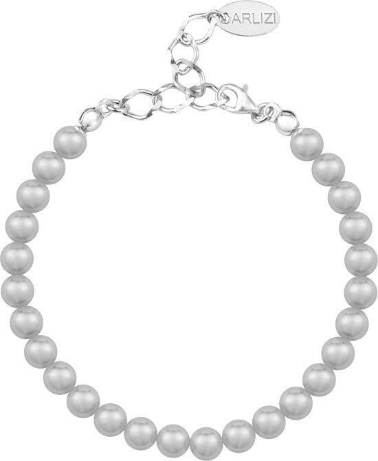 ARLIZI 1138 Parel Armband - Dames - 925 Sterling Zilver - 18 cm - 6 mm - Grijs