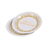 Homéa Set van 6 papieren borden, 18,5 cm, verjaardag, goud