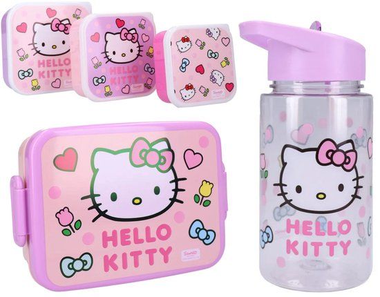 4KidsOnly Vadobag Hello Kitty Lunchset - Lunchbox - Drinkfles - 3 Snackboxen - Roze