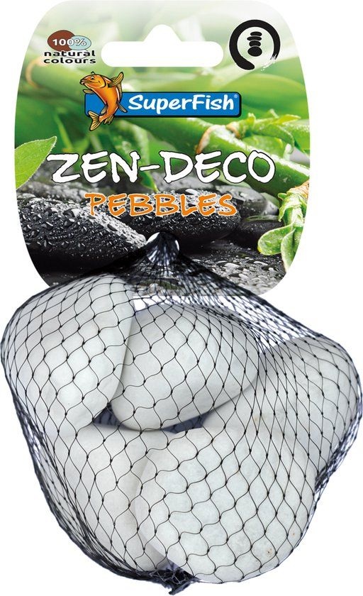 SuperFish Zen Pebble Wit M - 5 stuks - Aquarium Ornament - Wit - 75 cm