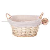 CM Rieten opbergmand - gevlochten riet - naturel - 35 x 25 x 17 cm - met binnenvoering - serveermand