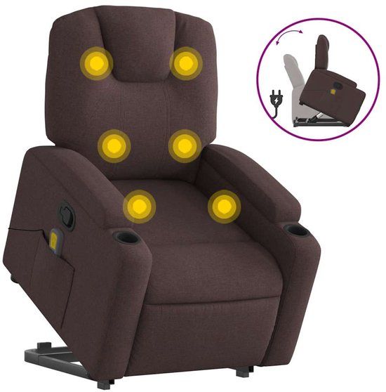 vidaXL Sta-op-massagestoel - Verstelbaar - Stof - Donkerbruin
