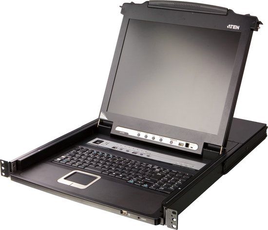 Aten 8-Poorts PS/2-USB VGA LCD KVM Schakelaar met Ketenverbinding Poort en USB Randapparatuur Ondersteuning