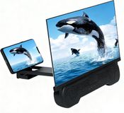 Écran agrandi sans marque - Agrandisseur d'écran avec haut-parleur bluetooth - Cinéma de téléphone - Cinéma maison - pliable - Support de bureau pliable - Pour films, vidéos et jeux - 18 pouces - Noir
