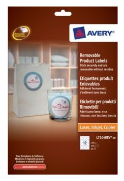 Avery L7104REV-20 Removable Product Labels - White - Laser Printer