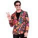 Widmann - Party Fashion Jacket, Hippie Patroon, Kostuumjas, Neon, Flower Power, Peace, Showmen