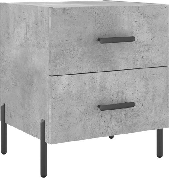 vidaXL Nachtkastje - 40x35x47,5 cm - Bewerkt Hout - Betongrijs
