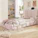 STILVORA Kinderbed 90x200 cm – Gestoffeerd Bed Met USB-C En Hydraulische Opbergruimte – Zonder Matras – Fluweel – Roze