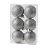 Cosy & Trendy Kerstballen - 6x st - zilver - glitters - D6 cm - kunststof - kerstversiering