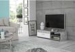 PILVI meuble TV, blanc et gris clair, design moderne, 120 x 42,1 x 31,8 cm, avec 2 compartiments ouverts