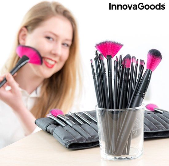 Innovagoods Set van 24 Make-Up Kwasten en Penselen - 4899888117254