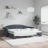 vidaXL Slaapbank met onderschuifbed 90x190 cm fluweel donkergrijs
