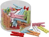 Othmar Decorations Mini fotoknijpertjes/kaartknijpertjes bois - gekleurd - 144x stuks - 3 cm
