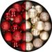 Kaemingk B.V. 28x pièces petites boules de Noël en plastique rouge et champagne 3 cm