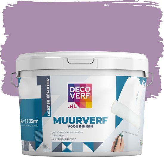 Decoverf.nl Decoverf Muurverf Mat Purper - 4L - Voor Binnen