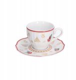 WIT Merkloos Porseleinen Koffiekop met Schotel - 100 ml - Wit - Kerst Editie