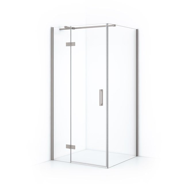 Maxaro Douchecabine Diamond 100x80cm 8mm Helder Veiligheidsglas Geborsteld RVS met Draaideur